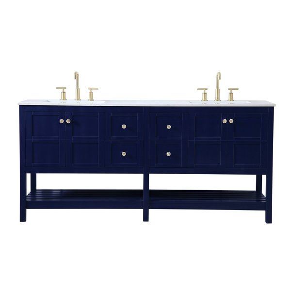 Elegant Decor 72 Inch Double Bathroom Vanity In Blue VF16472DBL